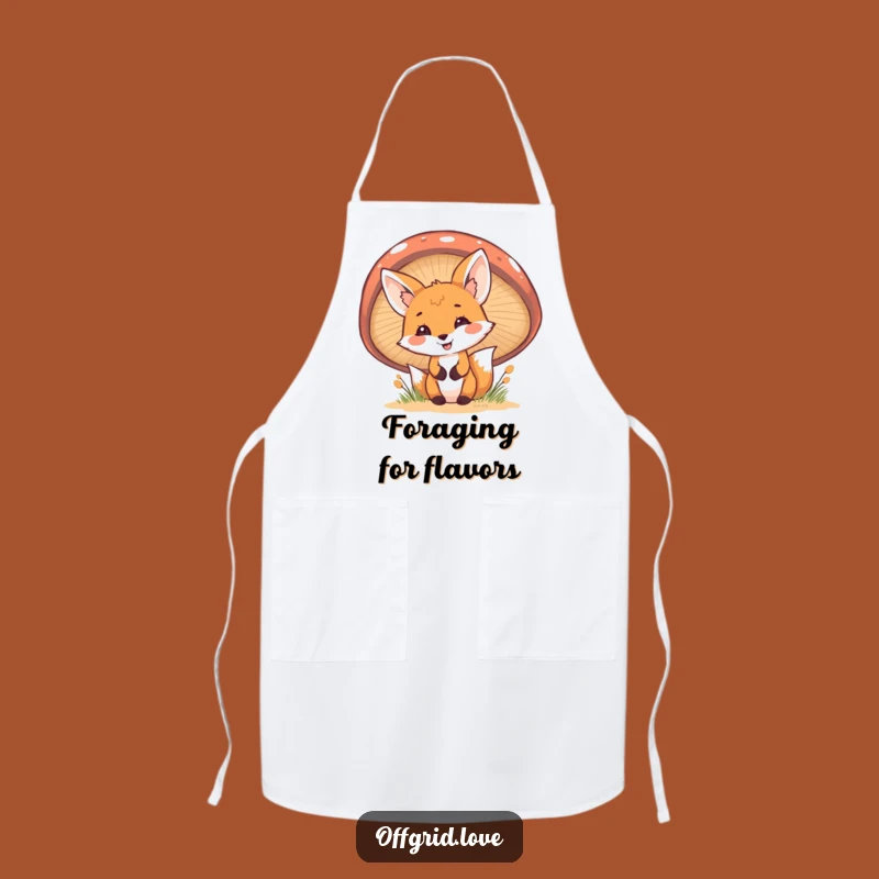 Funny Fox Mushroom Apron: Cheerful Peek Kitchen Style, Perfect Humorous Gift