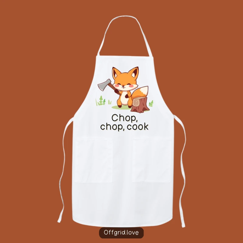 Funny Fox Wood Chopping Apron: Kitchen Lumberjack, Chef's Funny Gift