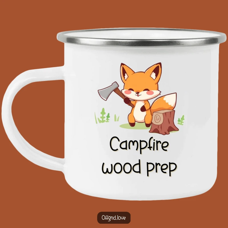 Adventure Funny Fox Wood Chopping Camping Mug: Campfire Effort, Great Funny Gift