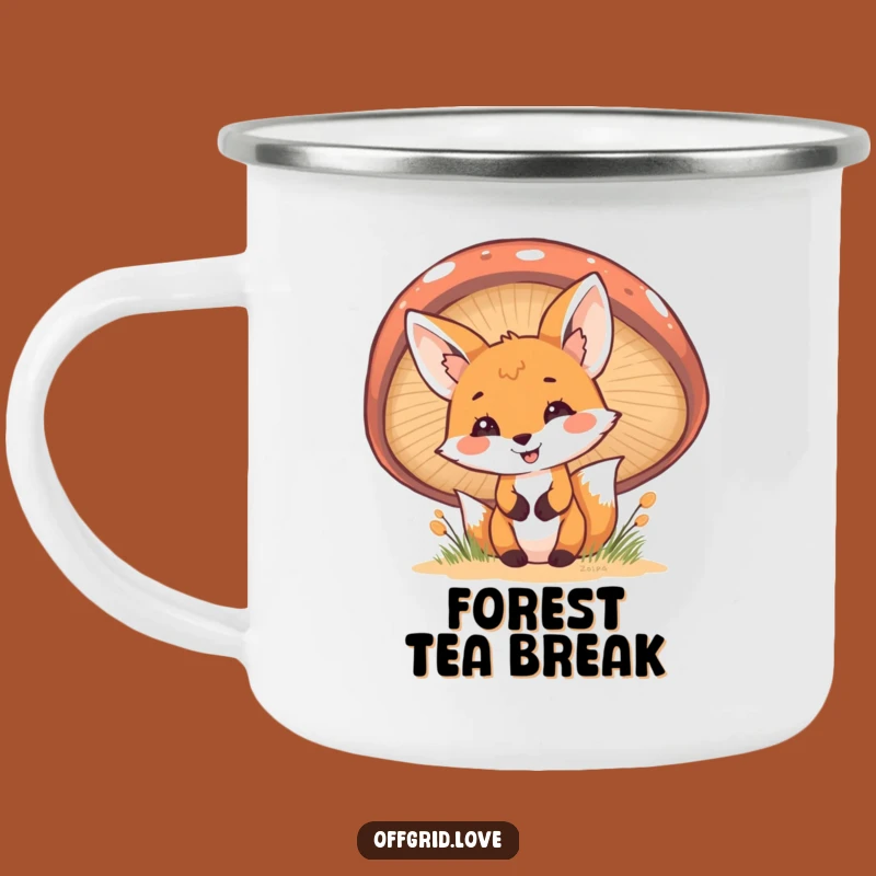 Funny Fox Mushroom Camping Mug: Cheerful Peek Enamel Cup, Perfect Humorous Gift