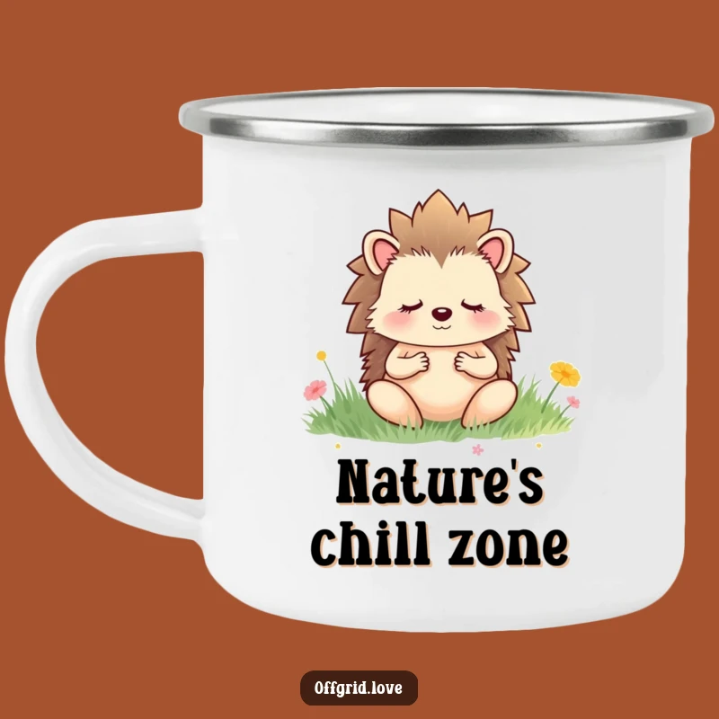 Funny Hedgehog Meditation Camping Mug: Zen Outdoor Cup, Perfect Humorous Gift