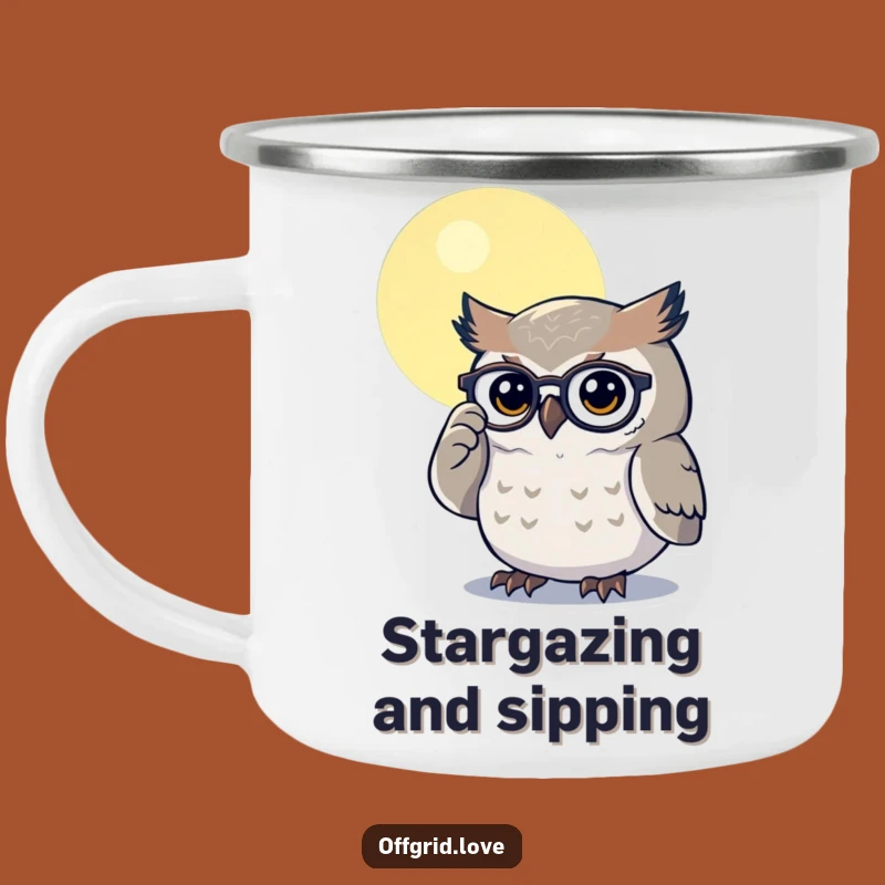 Funny Owl Spectacles Camping Mug: Wise Outdoor Cup, Perfect Humorous Gift