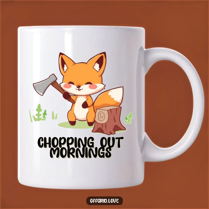 Funny Fox Chopping Wood Mug: Tiny Axe Effort, Perfect Funny Gift for Lumberjacks