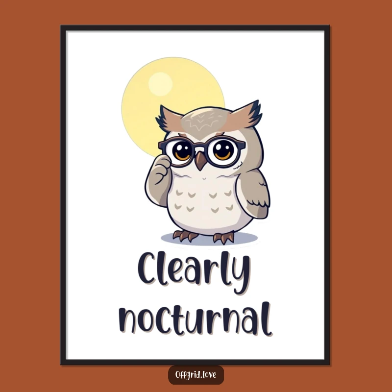 Funny Owl Spectacles Digital Art: Wise Night Print, Perfect Humorous Gift Download