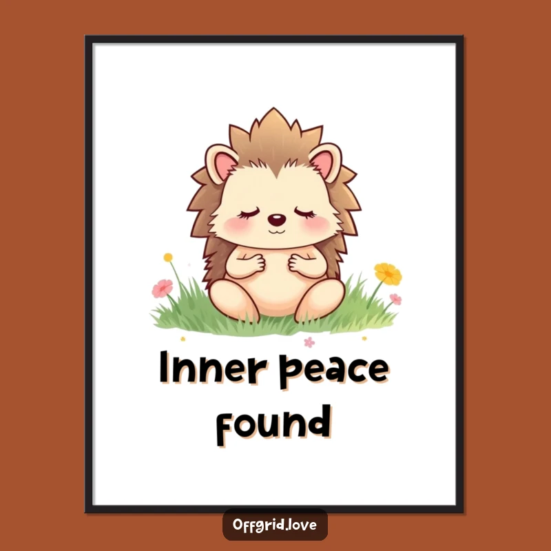 Funny Hedgehog Meditation Digital Art: Zen Print, Perfect Humorous Gift Download