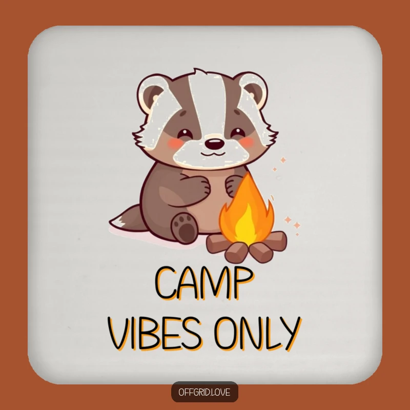 Funny Badger Campfire Coaster: Protect Surfaces with Cozy Humor, Perfect Humorous Gift