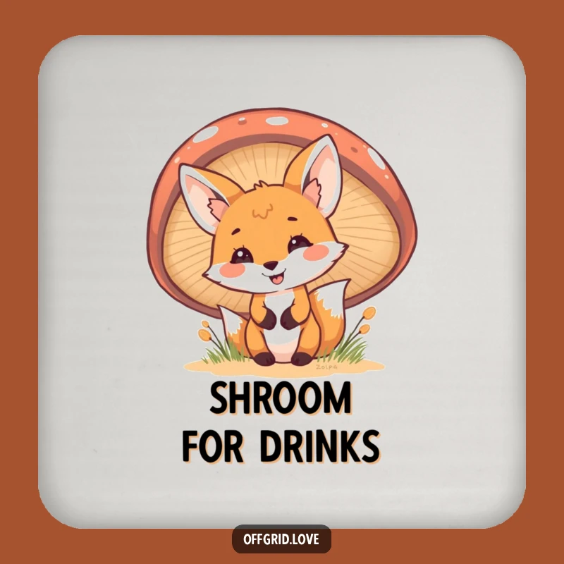 Funny Fox Mushroom Coaster: Cheerful Peek Decor, Perfect Humorous Gift Set