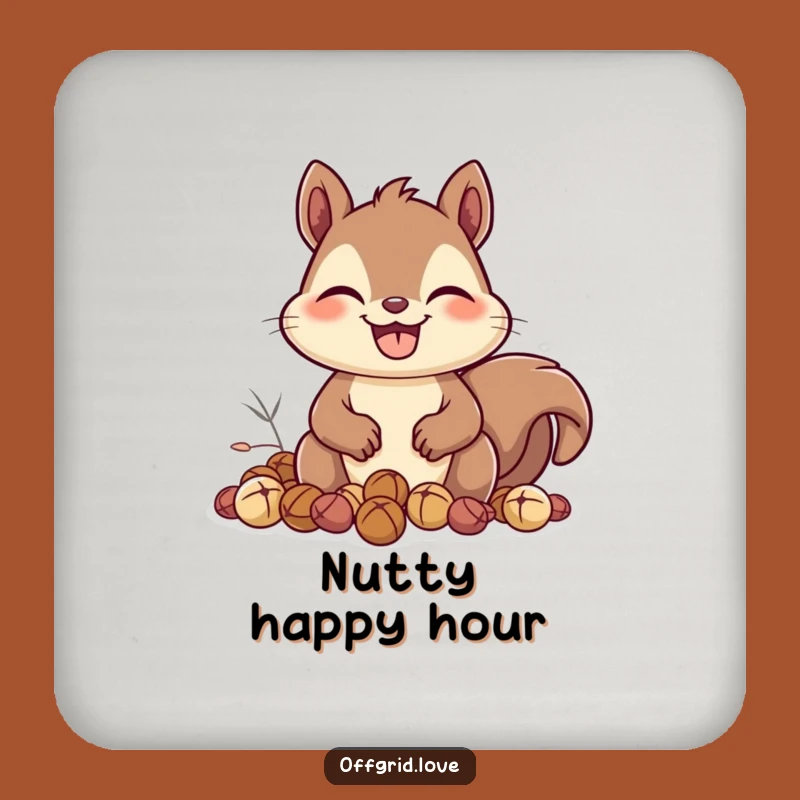 Funny Squirrel Nut Coaster: Happy Grin Decor, Perfect Humorous Gift Set