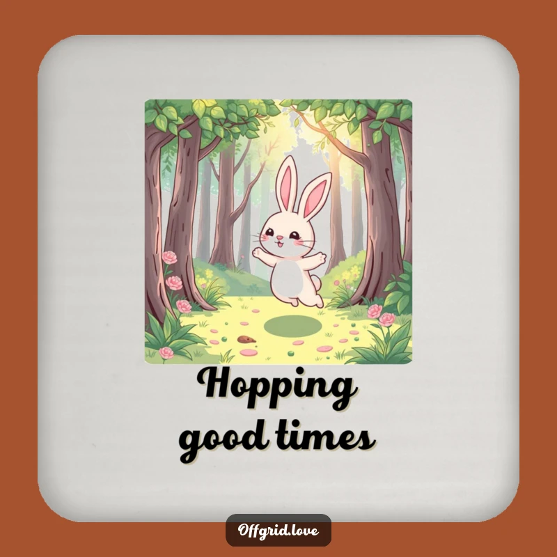 Funny Rabbit Forest Coaster: Joyful Hop Decor, Perfect Humorous Gift Set