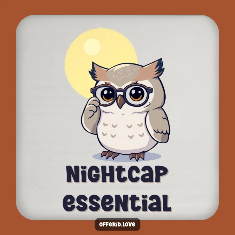 Funny Owl Spectacles Coaster: Wise Protection, Perfect Humorous Gift