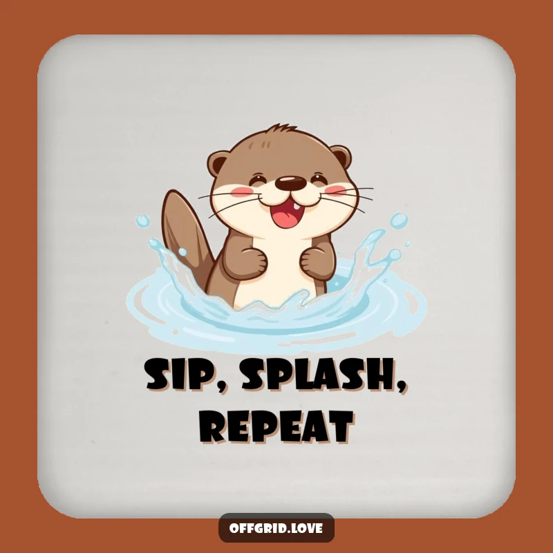 Funny Otter Splashing Coaster: Protect Surfaces with Joyful Humor, Perfect Humorous Gift
