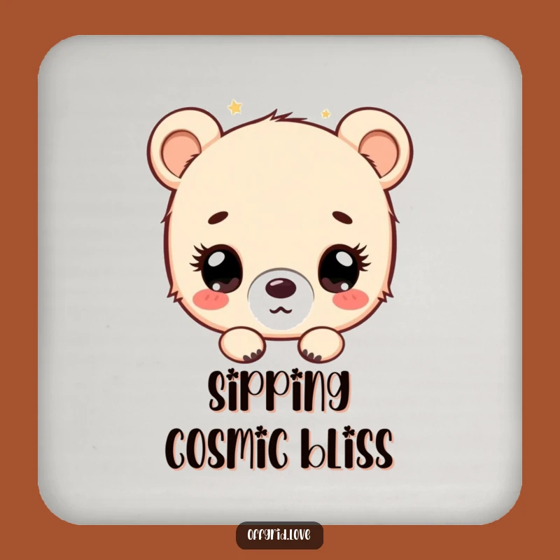 Funny Bear Cub Stargazing Coasters: Hilarious Set for Celestial Vibes