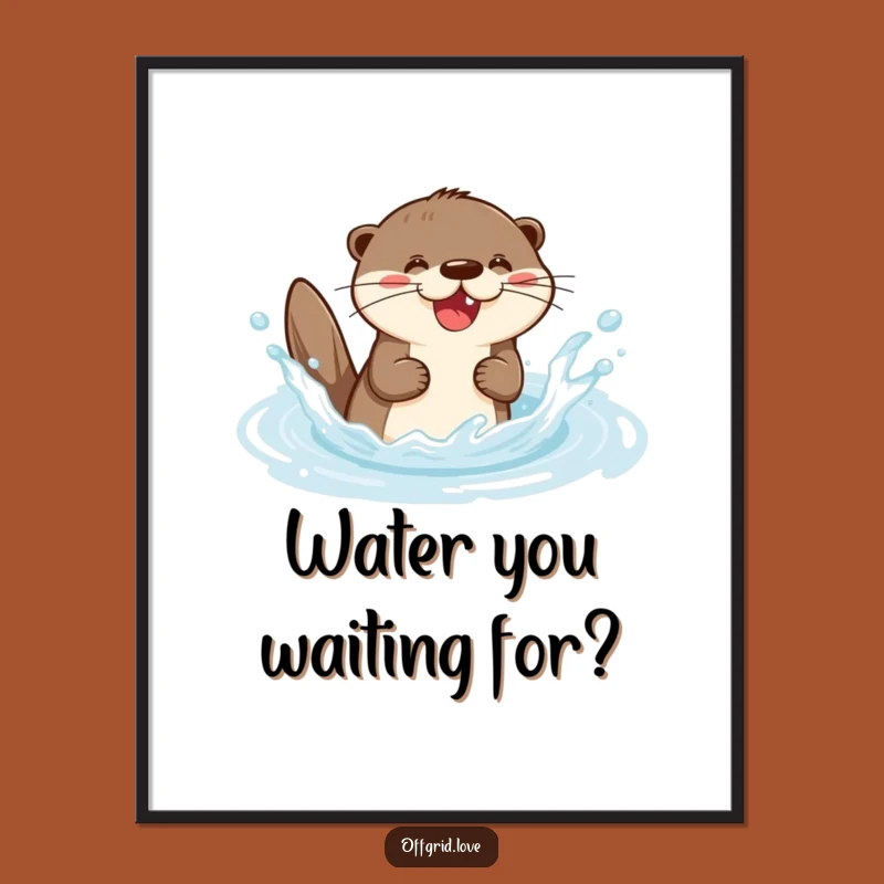 Funny Otter Splashing Poster: Joyful Animal Wall Art, Perfect Humorous Gift Decor