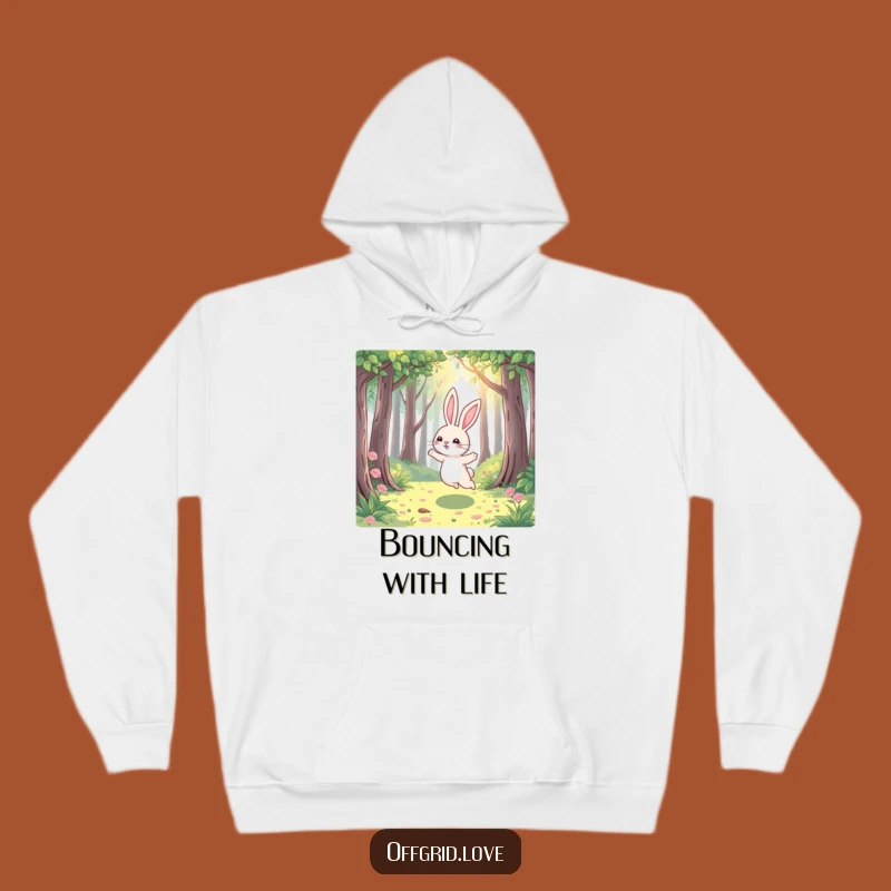 Funny Rabbit Forest Hoodie: Joyful Hop, Cozy Nature Comfort Gift