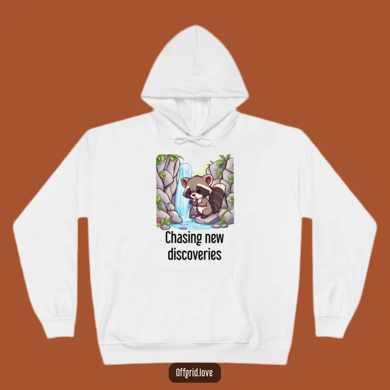 Funny Racoon Waterfall Hoodie: Cozy Adventure Sweatshirt, Perfect Humorous Gift