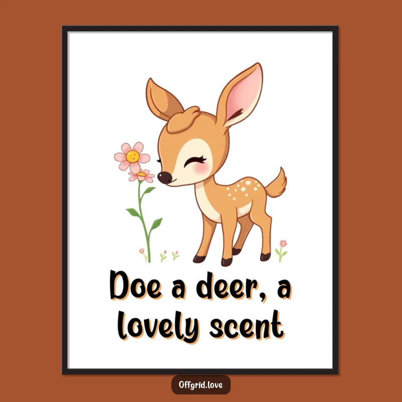 Free Printable Wall Art: Gentle Deer with Wildflower, Serene Downloadable Decor for Peaceful Homes