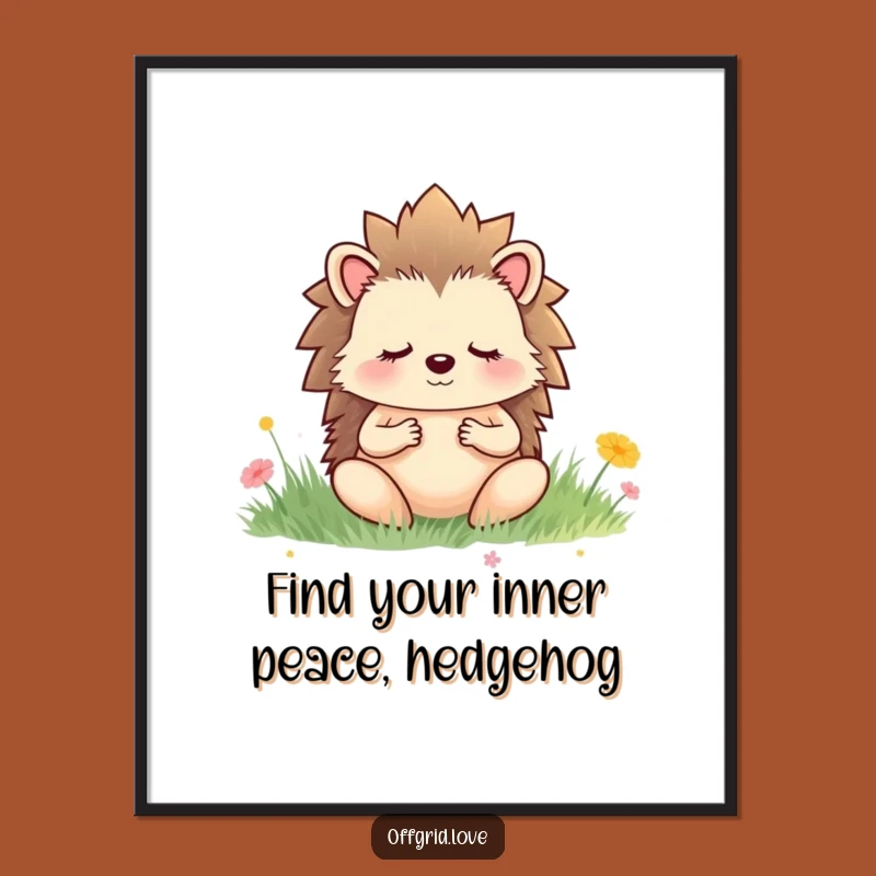 Free Printable Funny Hedgehog Art: Serene Meadow for Calm Downloadable Decor