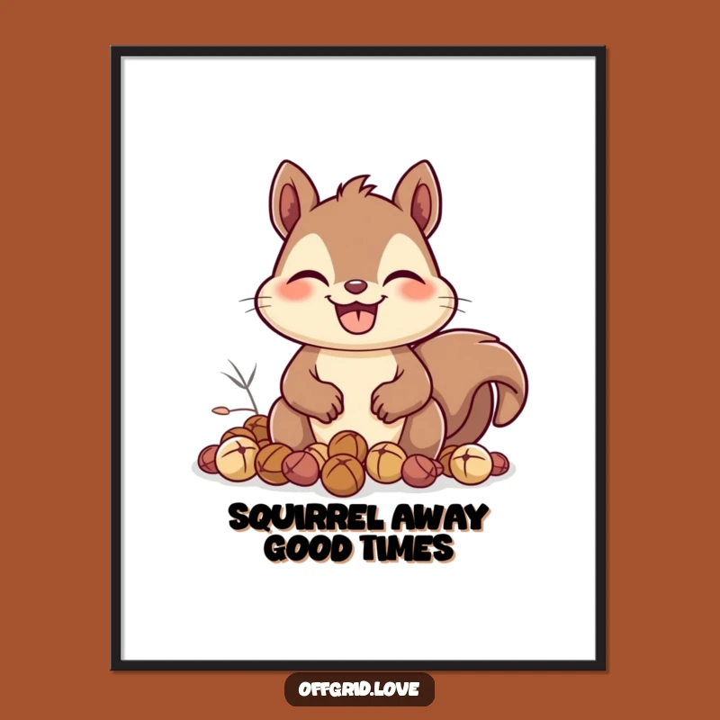Free Printable Happy Squirrel Wall Art - Funny Downloadable Art for Whimsical Decor