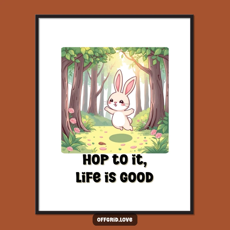Free Printable Playful Rabbit Wall Art - Funny Downloadable Art for Whimsical Decor