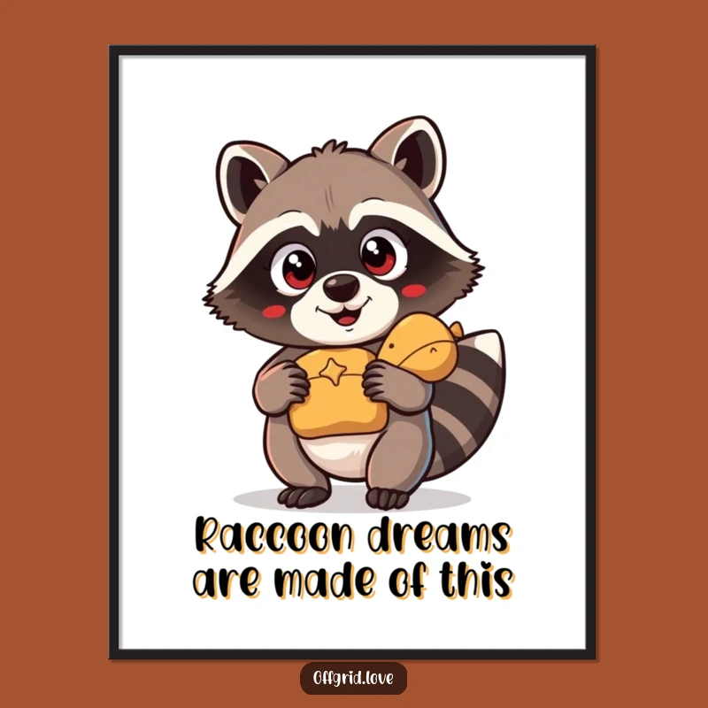 Free Printable Wall Art: Funny Raccoon Treasure Hunter, Hilarious Downloadable Decor for Your Home