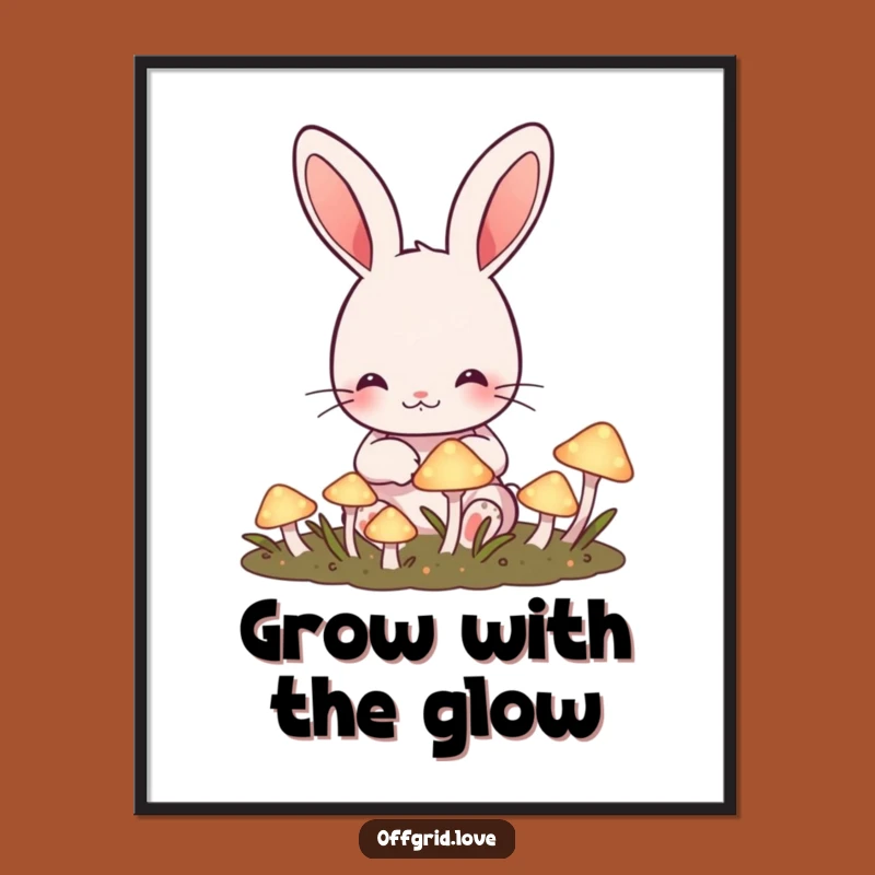 Free Printable Cute Rabbit Mushroom Garden Art - Funny Downloadable Decor