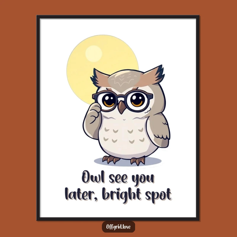 Free Printable Funny Owl Art: Moonlight Spectacles for Wise Downloadable Decor