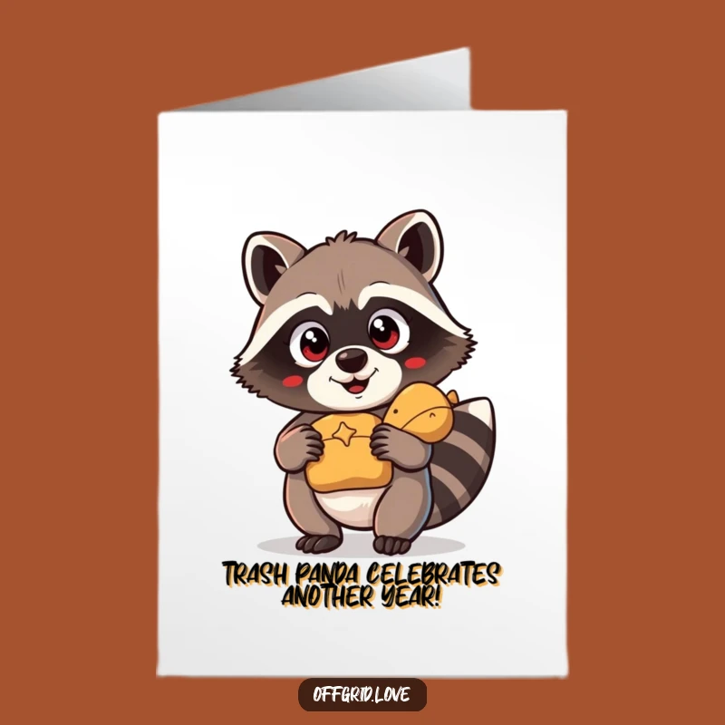 Free Printable Birthday Card: Funny Raccoon Treasure Hunter Downloadable Gift for Laughs