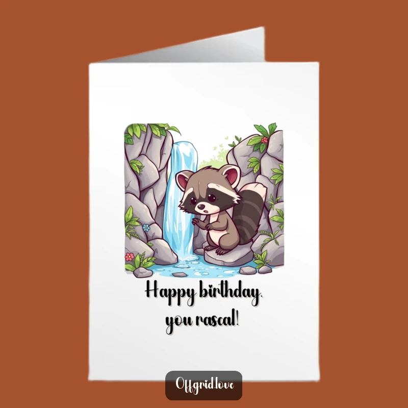 Free Printable Mischievous Raccoon Birthday Card: Discovery for Downloadable Gift