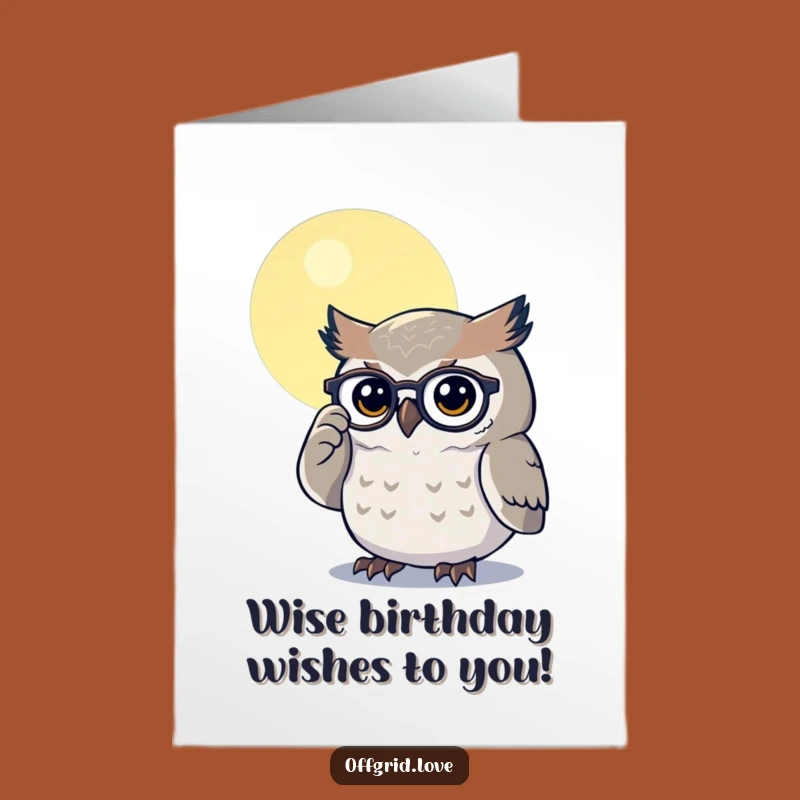 Free Printable Wise Owl Birthday Card: Sharp Wishes for Downloadable Gift