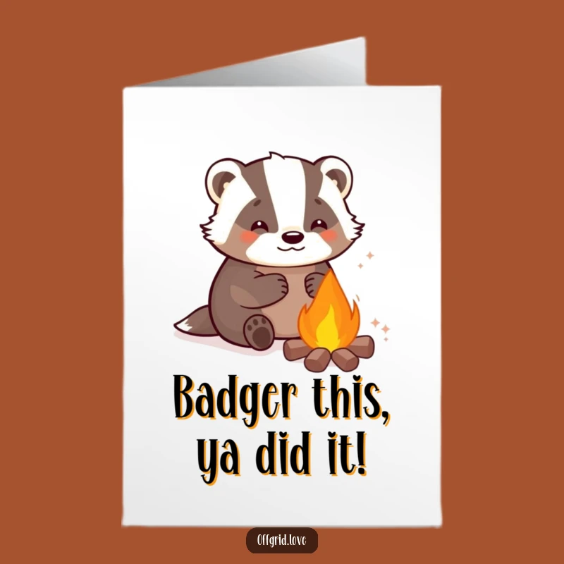 Free Printable Cozy Badger Congrats Card: Warm Wishes for a Downloadable Gift