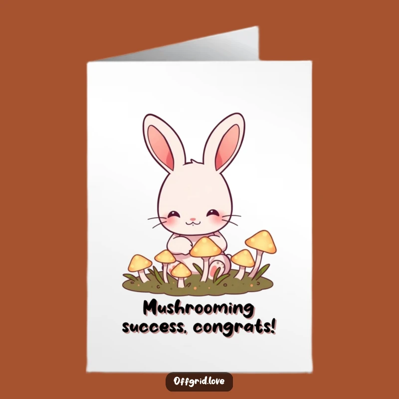 Free Printable Cute Rabbit Mushroom Garden Congrats Card - Funny Gift