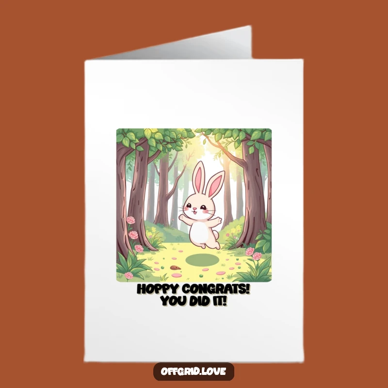 Free Printable Playful Rabbit Congrats Card - Unique Downloadable Greeting for Leaping Success