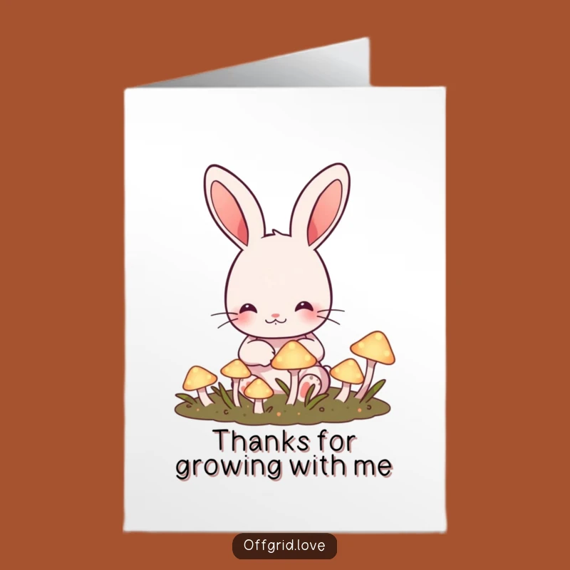 Free Printable Cute Rabbit Mushroom Garden Thank You Card - Funny Gift