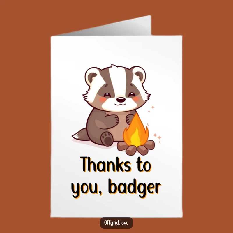 Free Printable Cozy Badger Thank You Card: Warm Gratitude for Downloadable Gift