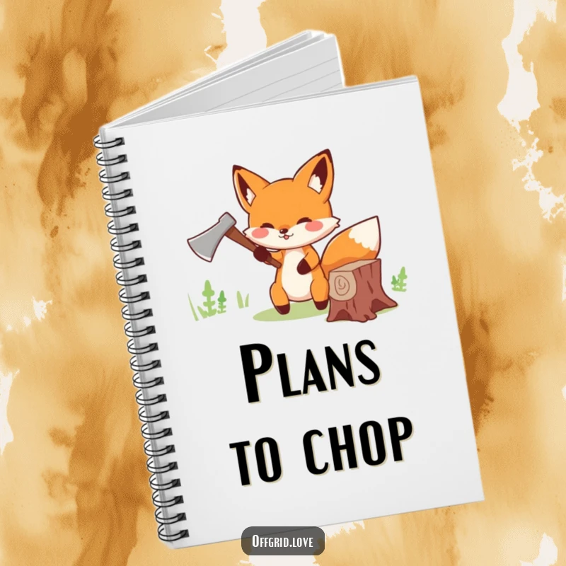 Funny Fox Notebook: Cute fox cheerfully chopping wood with a tiny axe, for capturing funny ideas and plans.
