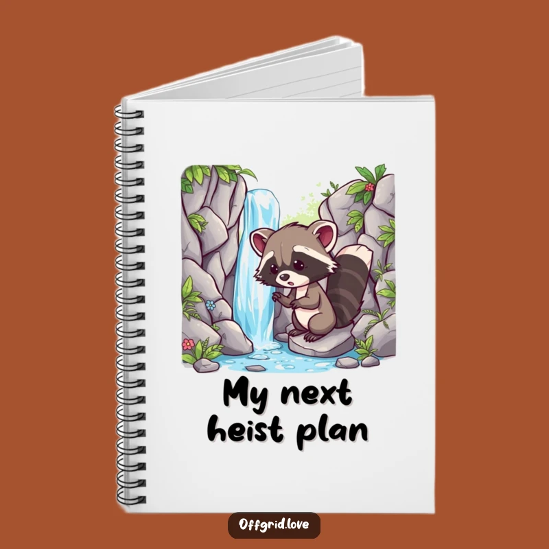 Funny Racoon Waterfall Notebook: Adventure Journaling, Perfect Humorous Gift