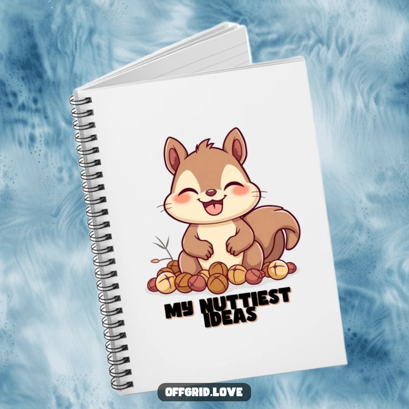Funny Squirrel Notebook: A happy squirrel with a wide grin collects nuts, perfect for journaling adventures and humorous notes.