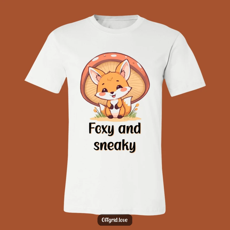 Funny Fox Mushroom Tee: Cheerful Peek Design, Perfect Woodland Humor Gift