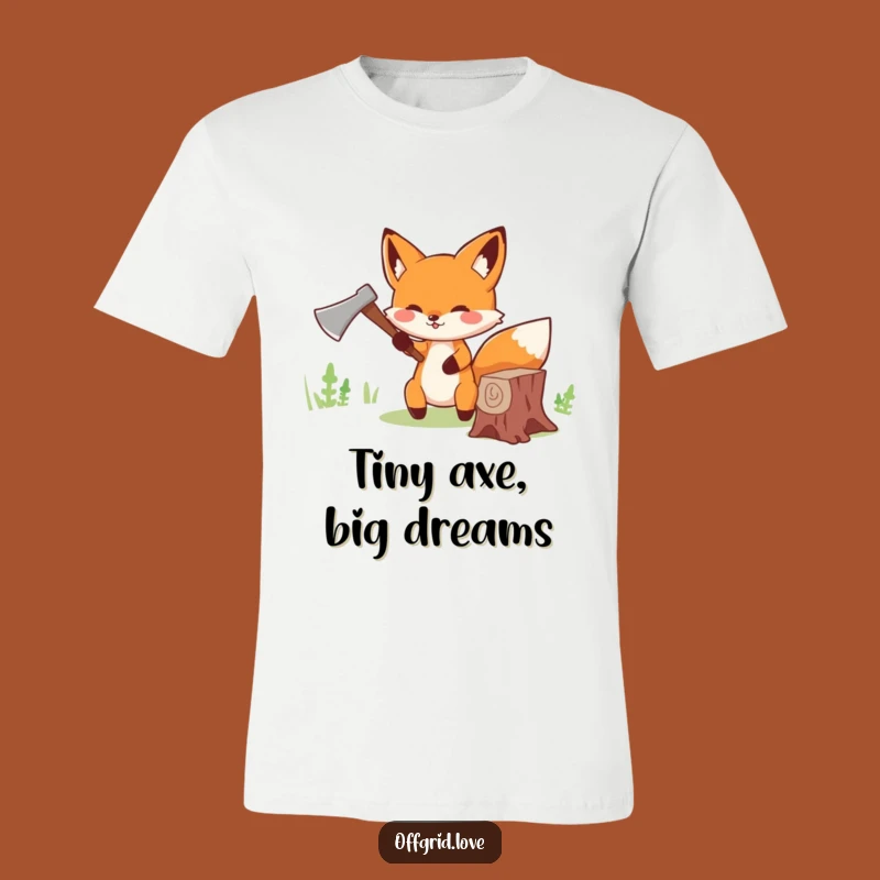 Funny Fox Wood Chopping T-Shirt: Tiny Axe Power, Awesome Funny Gift