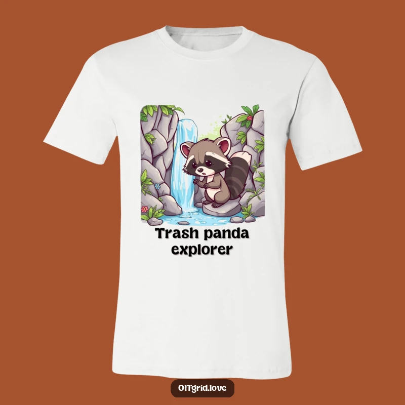 Funny Racoon Waterfall T-Shirt: Adventure Tee, Perfect Humorous Gift