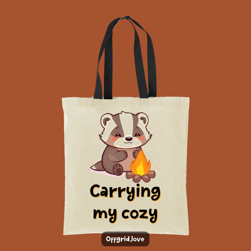 Funny Badger Campfire Tote Bag: Durable & Cozy Carry-All, Perfect Humorous Gift