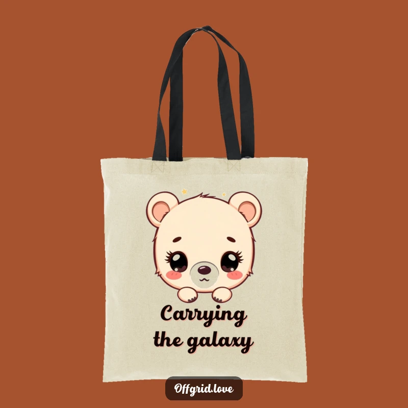 Funny Bear Cub Stargazer Tote Bag: Hilarious Carryall for Cosmic Fans